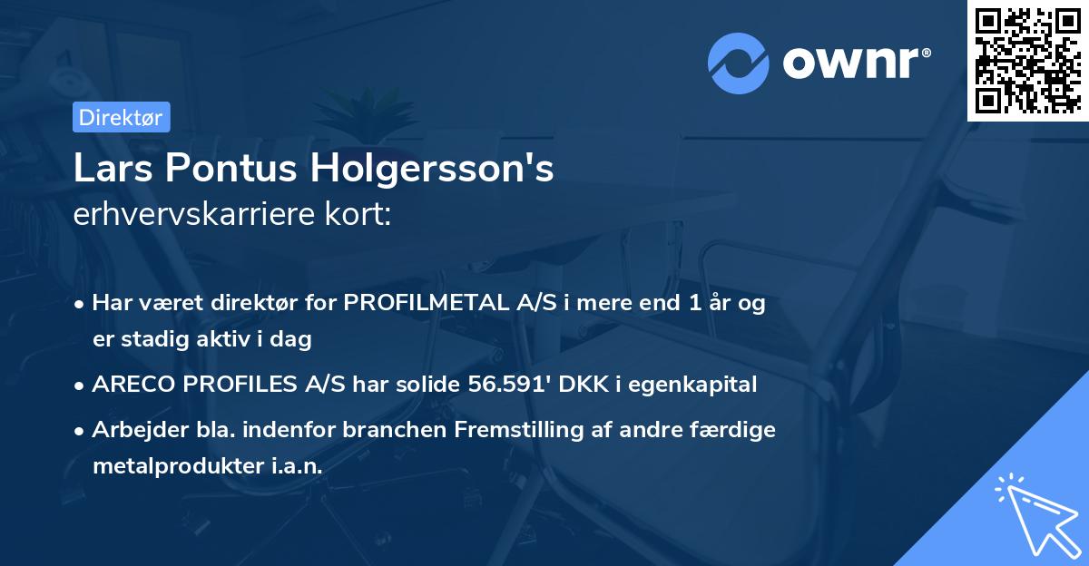 Lars Pontus Holgersson's erhvervskarriere kort