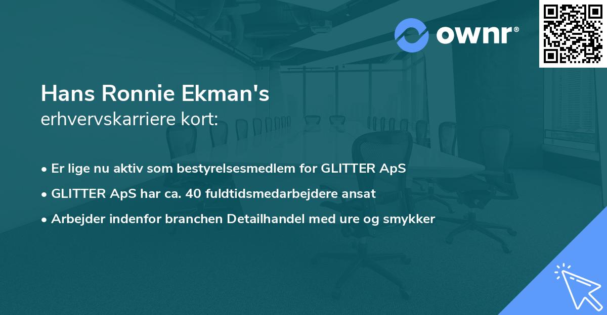 Hans Ronnie Ekman's erhvervskarriere kort