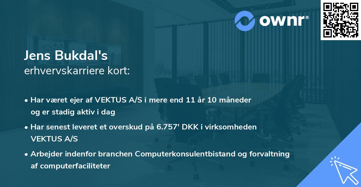 Jens Bukdal's erhvervskarriere kort
