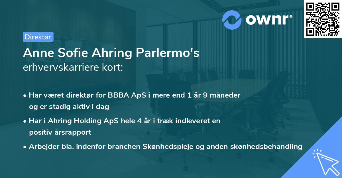 Anne Sofie Ahring Parlermo's erhvervskarriere kort