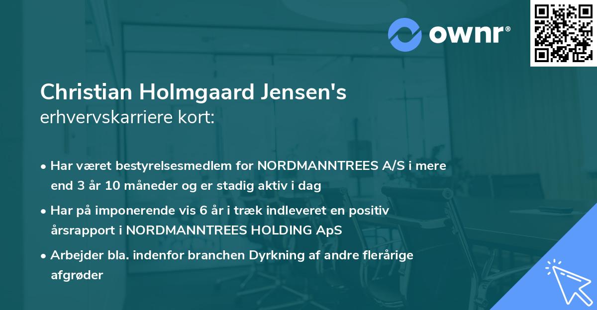 Christian Holmgaard Jensen's erhvervskarriere kort