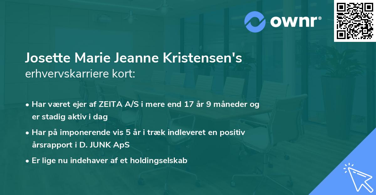 Josette Marie Jeanne Kristensen's erhvervskarriere kort