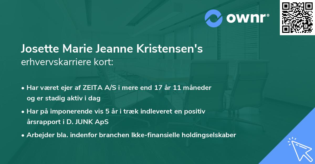 Josette Marie Jeanne Kristensen's erhvervskarriere kort