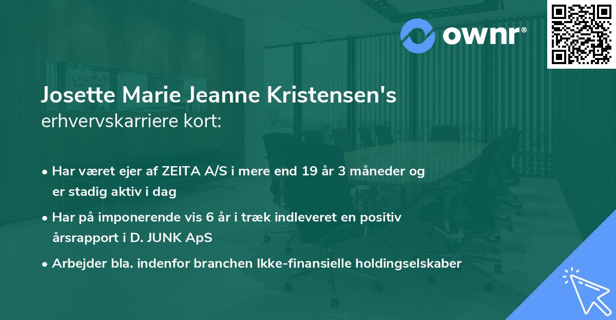 Josette Marie Jeanne Kristensen's erhvervskarriere kort