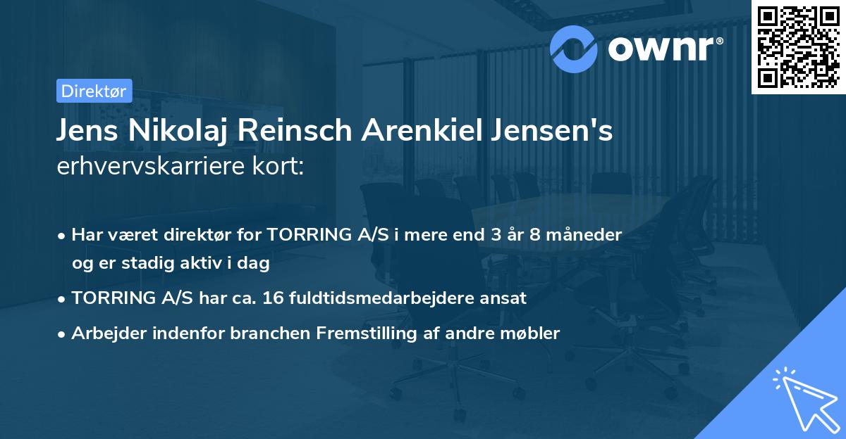 Jens Nikolaj Reinsch Arenkiel Jensen's erhvervskarriere kort