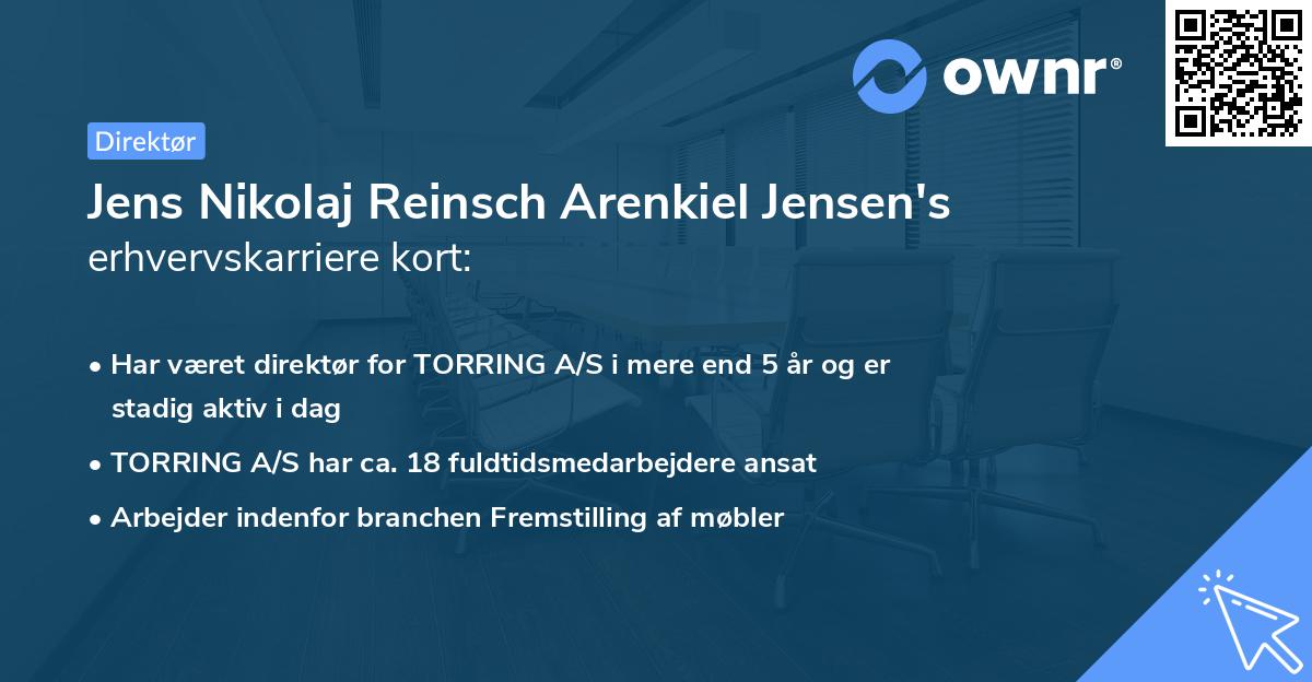 Jens Nikolaj Reinsch Arenkiel Jensen's erhvervskarriere kort