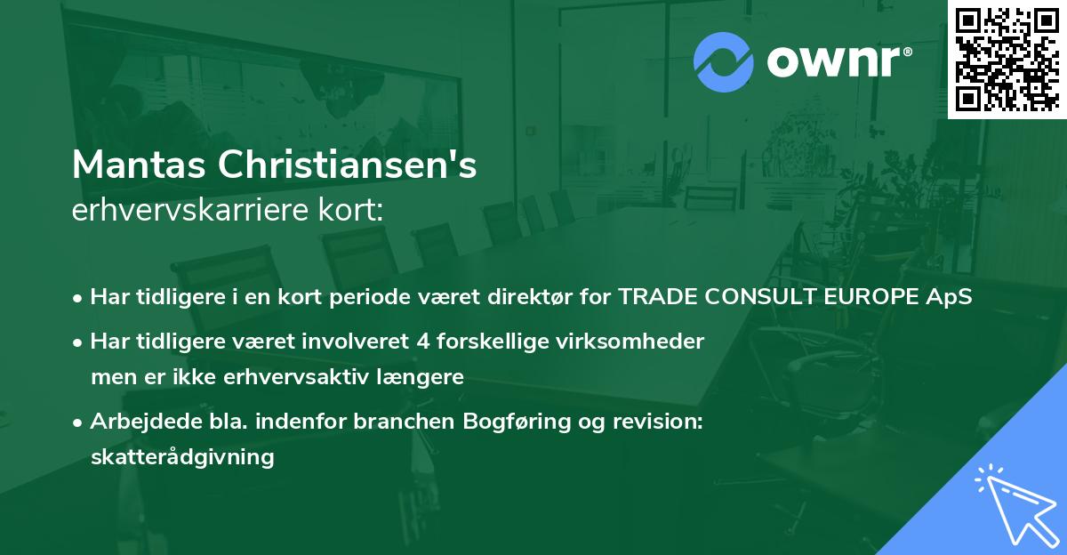 Mantas Christiansen's erhvervskarriere kort