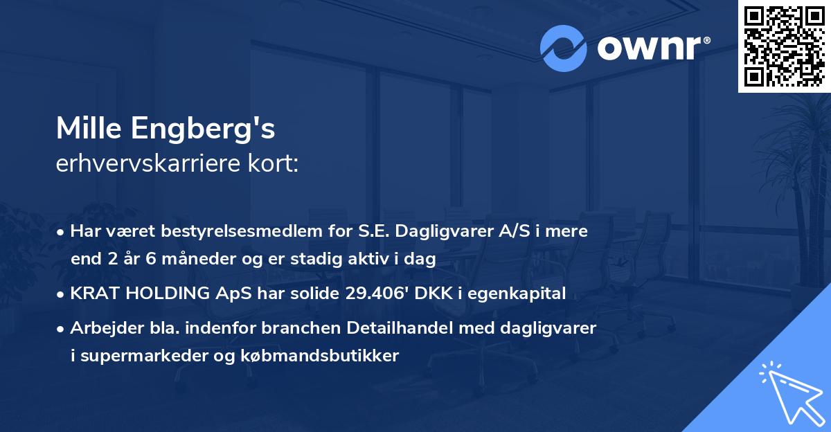 Mille Engberg's erhvervskarriere kort