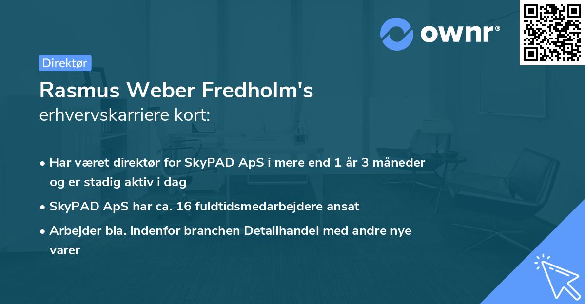 Rasmus Weber Fredholm's erhvervskarriere kort