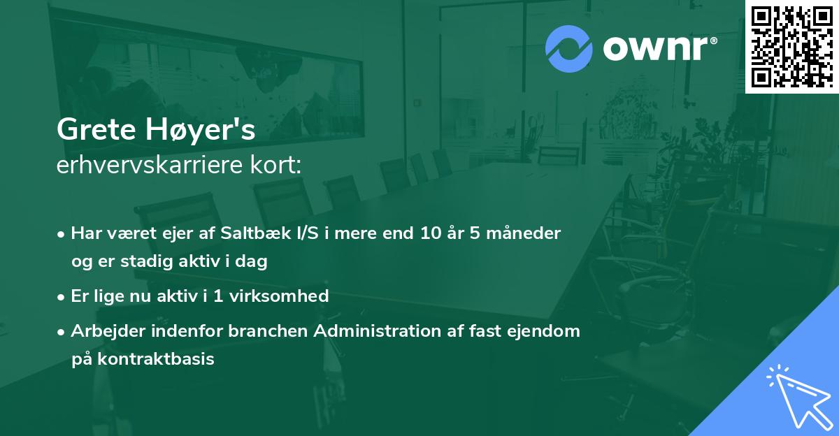Grete Høyer's erhvervskarriere kort