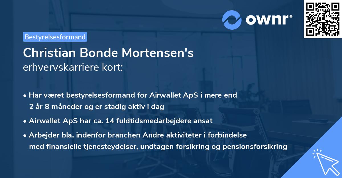 Christian Bonde Mortensen's erhvervskarriere kort