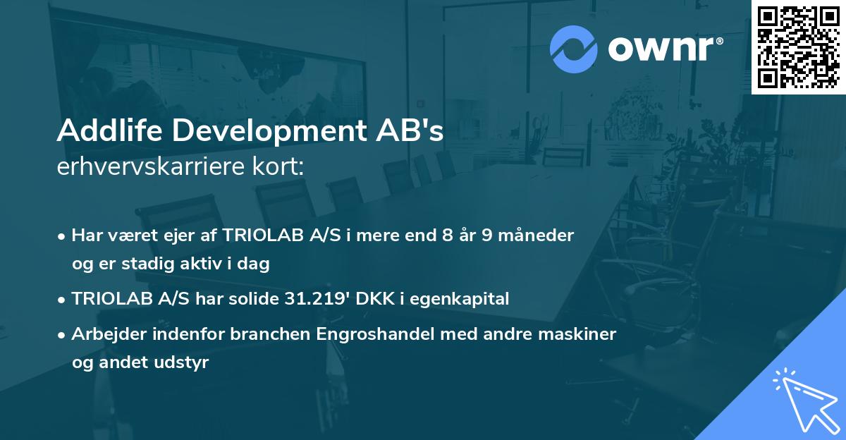 Addlife Development AB's erhvervskarriere kort