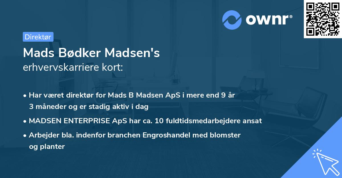 Mads Bødker Madsen's erhvervskarriere kort