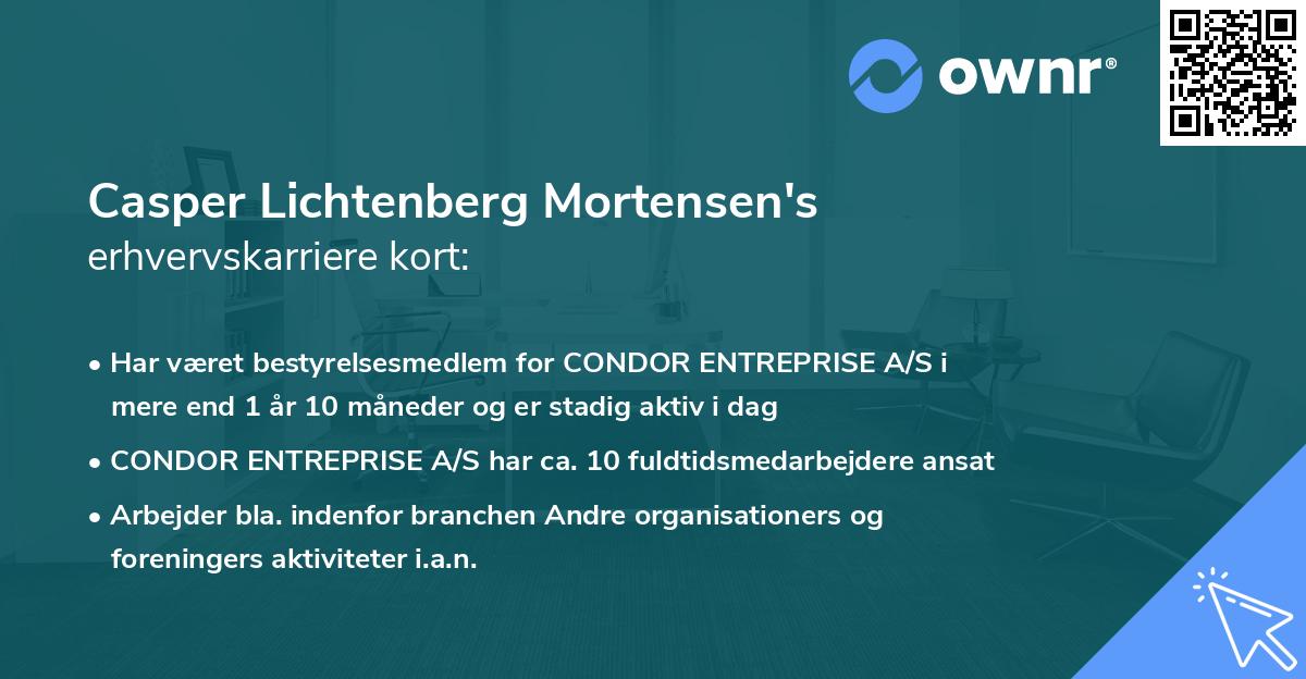 Casper Lichtenberg Mortensen's erhvervskarriere kort