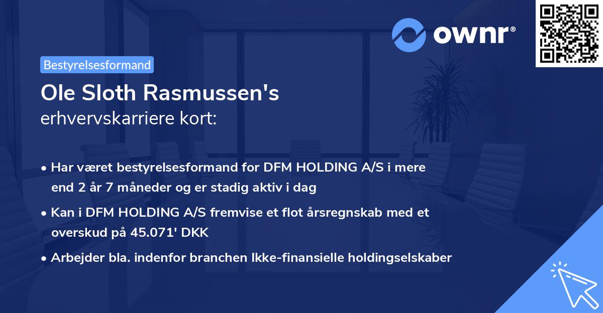 Ole Sloth Rasmussen's erhvervskarriere kort