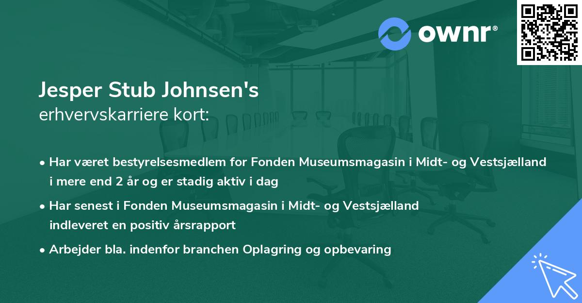 Jesper Stub Johnsen's erhvervskarriere kort