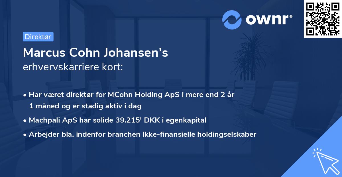 Marcus Cohn Johansen's erhvervskarriere kort