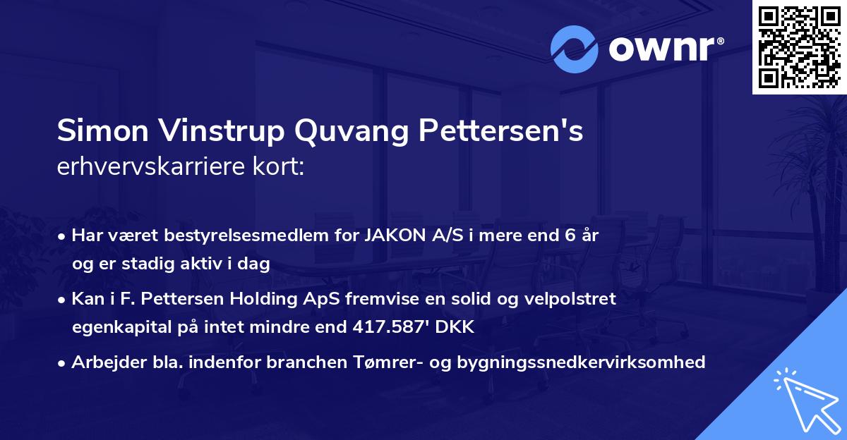 Simon Vinstrup Quvang Pettersen's erhvervskarriere kort