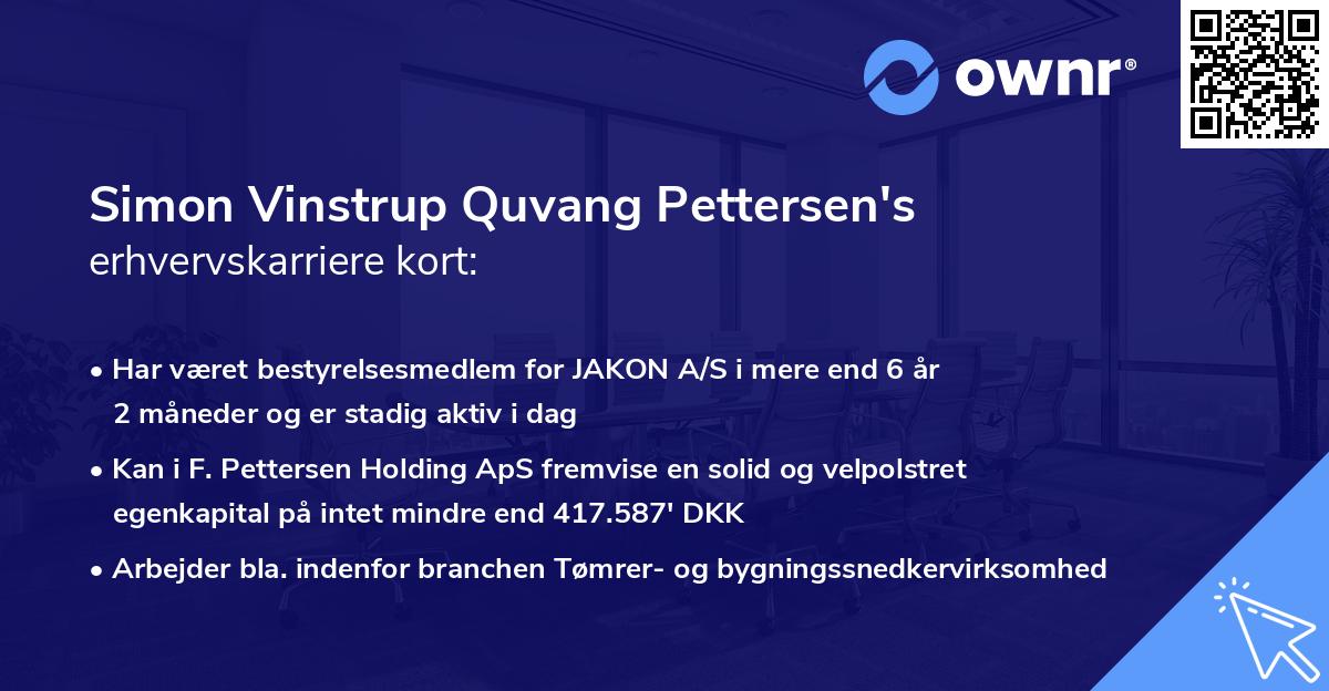 Simon Vinstrup Quvang Pettersen's erhvervskarriere kort