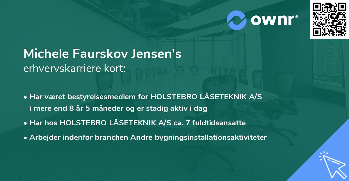 Michele Faurskov Jensen's erhvervskarriere kort