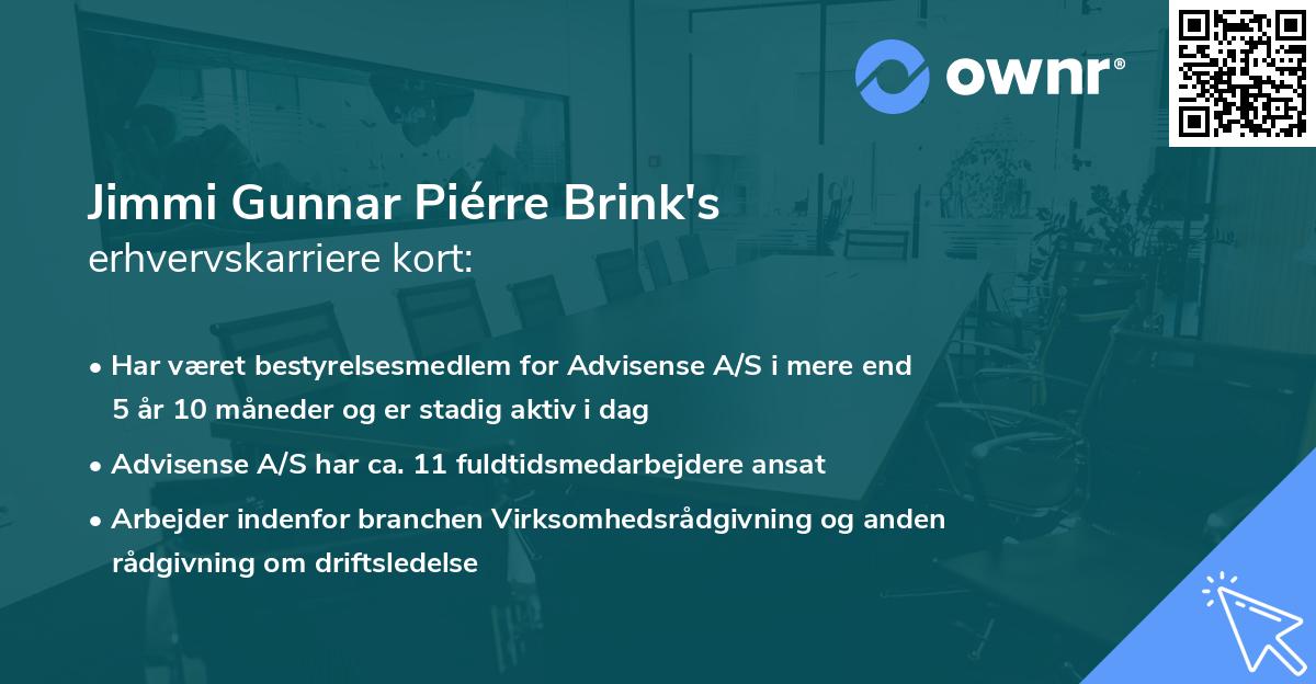 Jimmi Gunnar Piérre Brink's erhvervskarriere kort