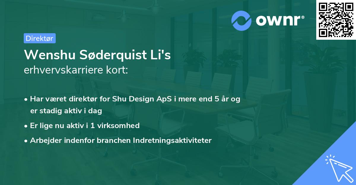 Wenshu Søderquist Li's erhvervskarriere kort