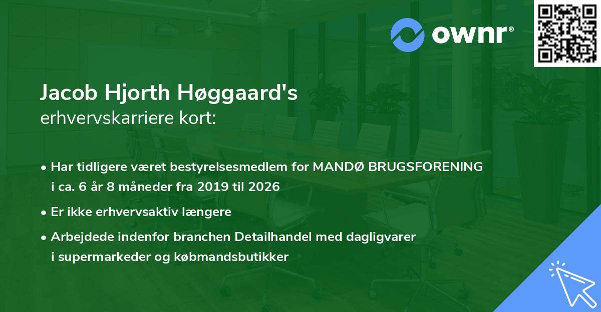Jacob Hjorth Høggaard's erhvervskarriere kort