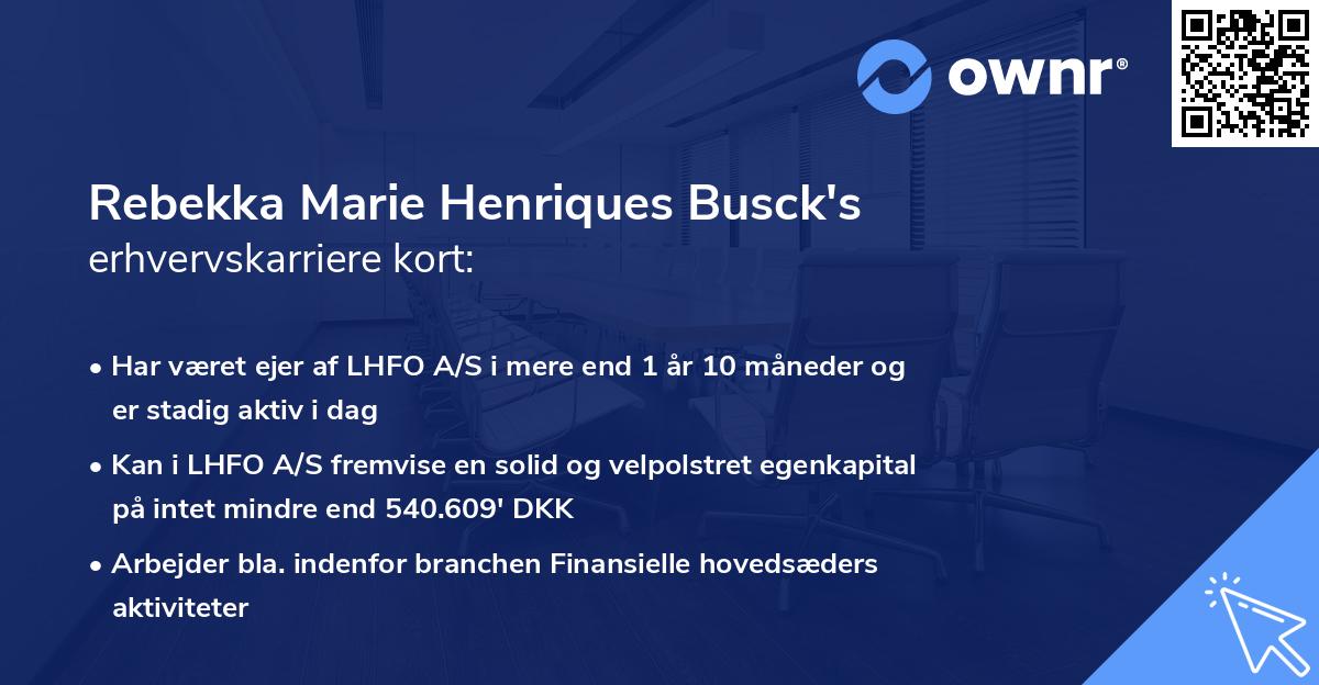 Rebekka Marie Henriques Busck's erhvervskarriere kort