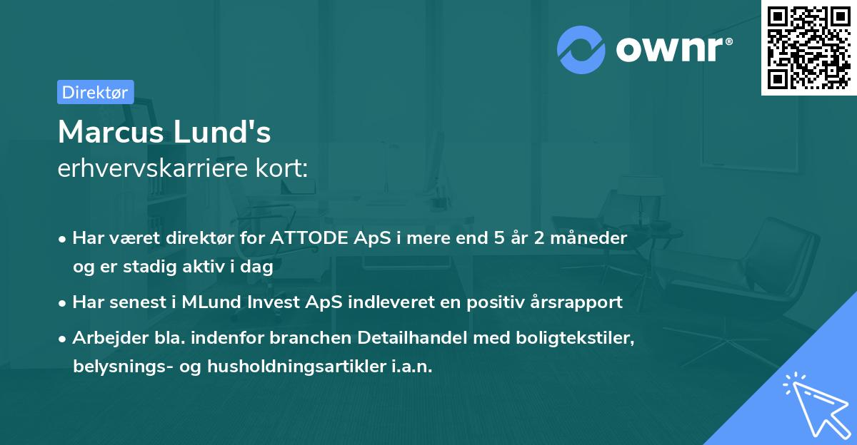 Marcus Lund's erhvervskarriere kort