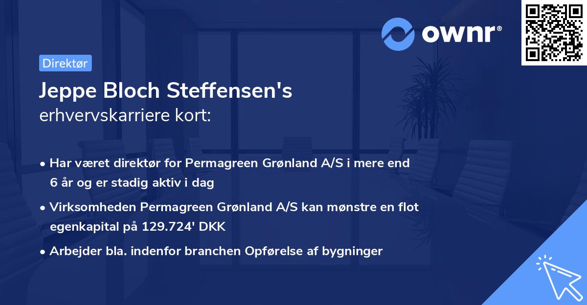 Jeppe Bloch Steffensen's erhvervskarriere kort