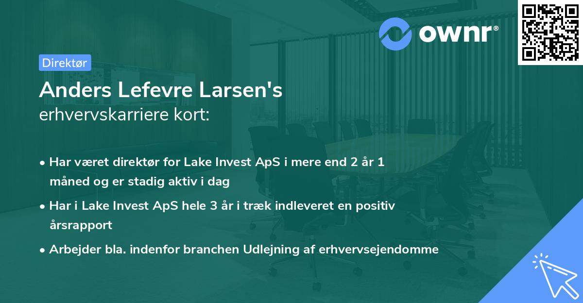 Anders Lefevre Larsen's erhvervskarriere kort