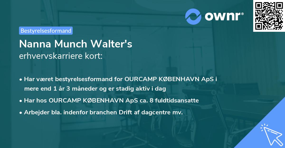 Nanna Munch Walter's erhvervskarriere kort