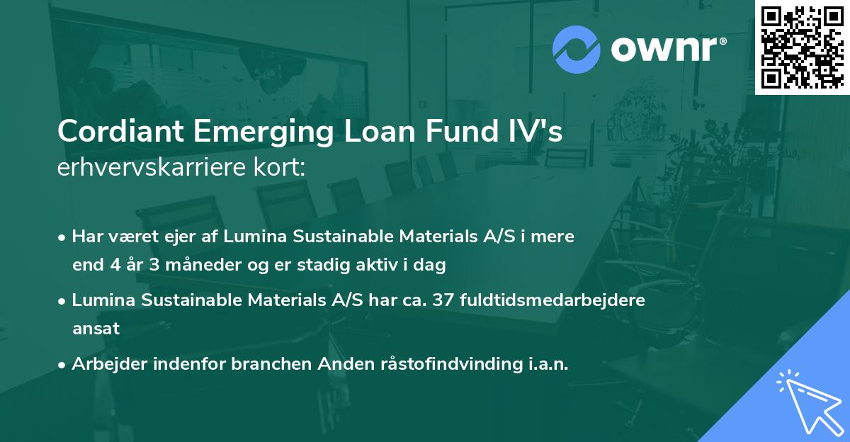 Cordiant Emerging Loan Fund IV's erhvervskarriere kort