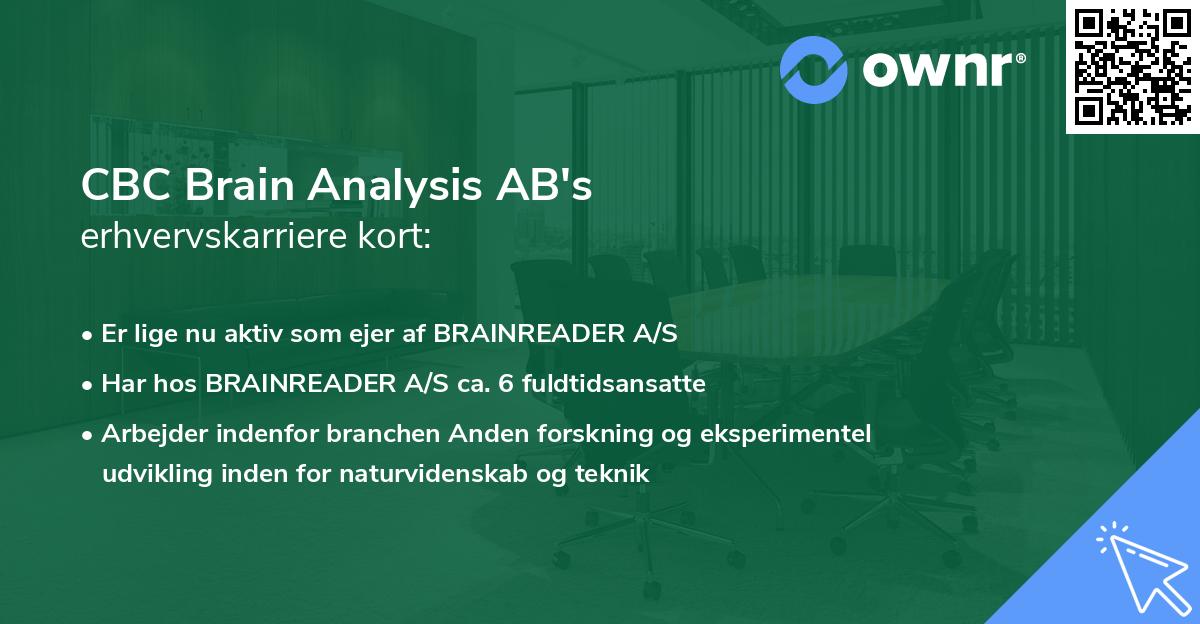 CBC Brain Analysis AB's erhvervskarriere kort