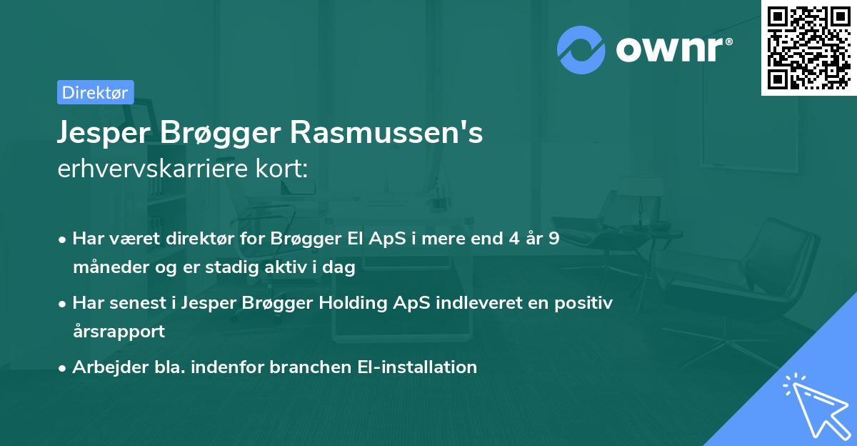 Jesper Brøgger Rasmussen's erhvervskarriere kort