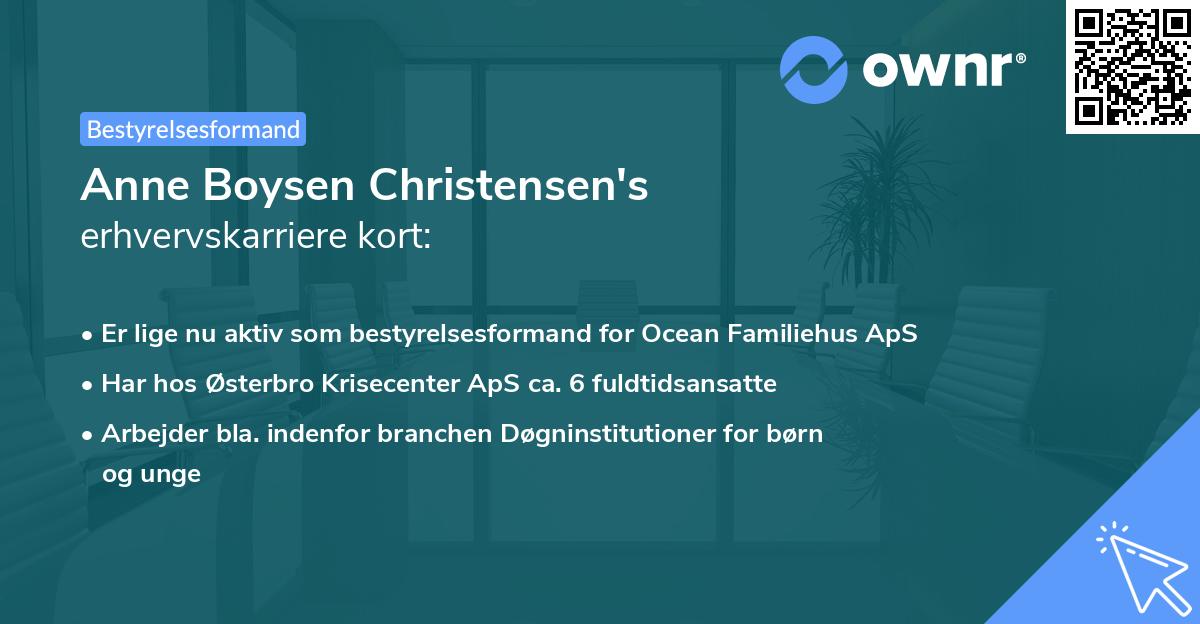 Anne Boysen Christensen's erhvervskarriere kort