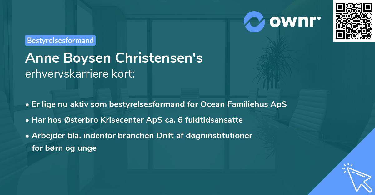 Anne Boysen Christensen's erhvervskarriere kort