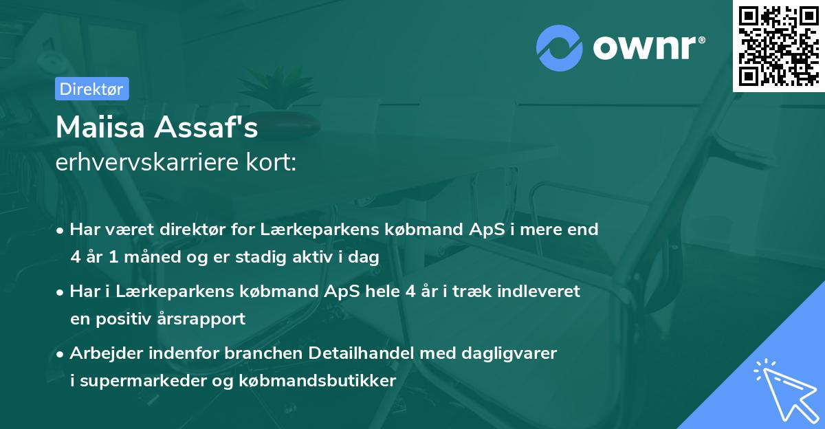 Maiisa Assaf's erhvervskarriere kort
