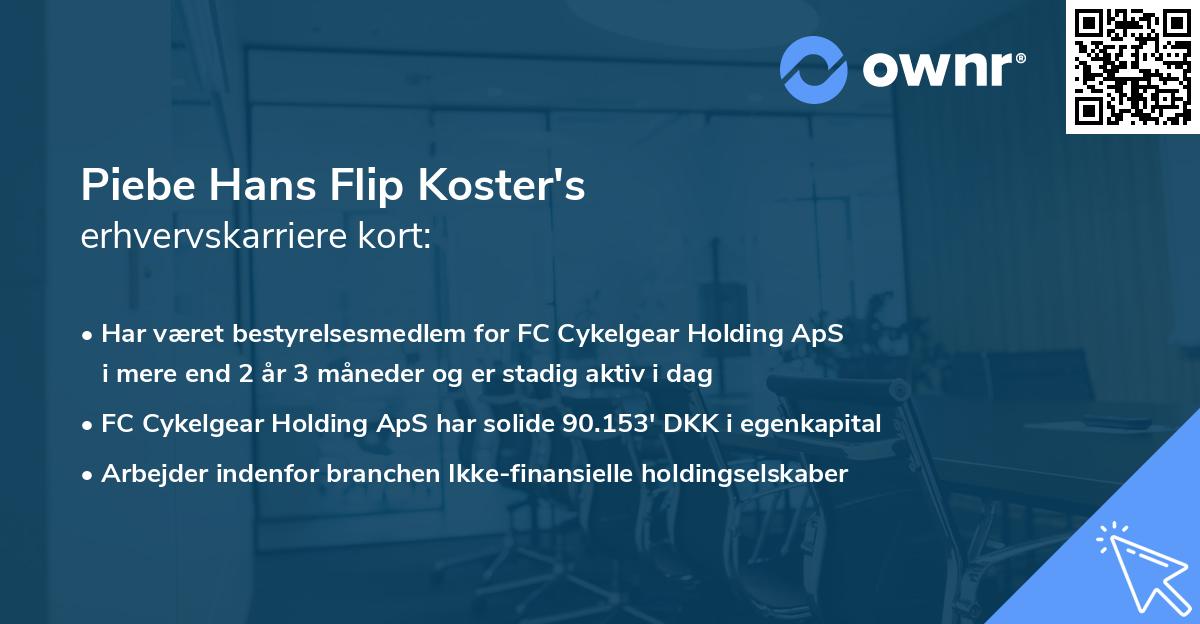 Piebe Hans Flip Koster's erhvervskarriere kort