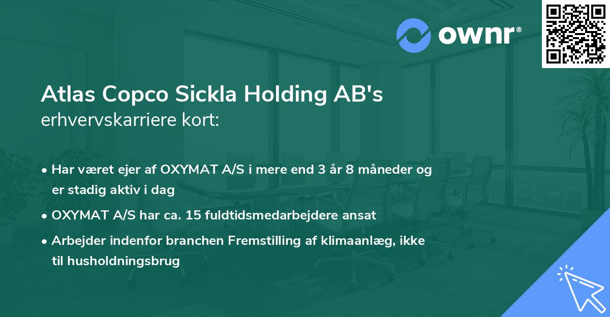 Atlas Copco Sickla Holding AB's erhvervskarriere kort