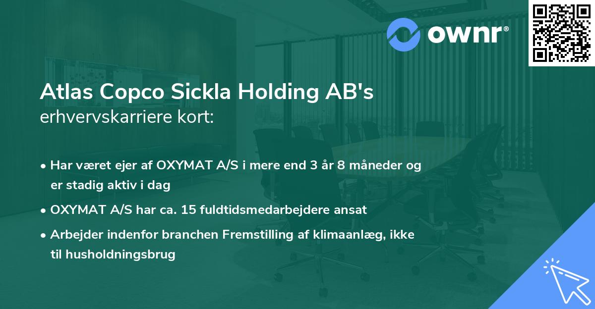 Atlas Copco Sickla Holding AB's erhvervskarriere kort