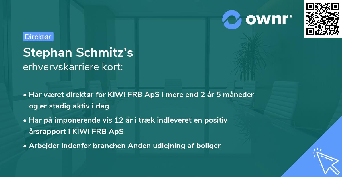 Stephan Schmitz's erhvervskarriere kort