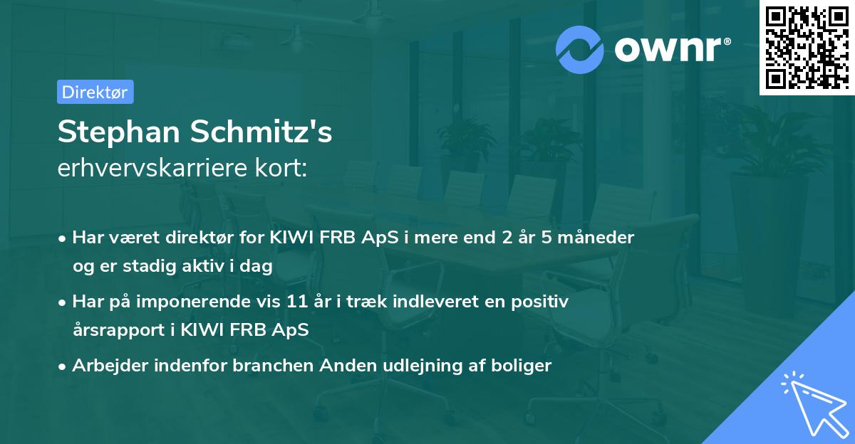 Stephan Schmitz's erhvervskarriere kort