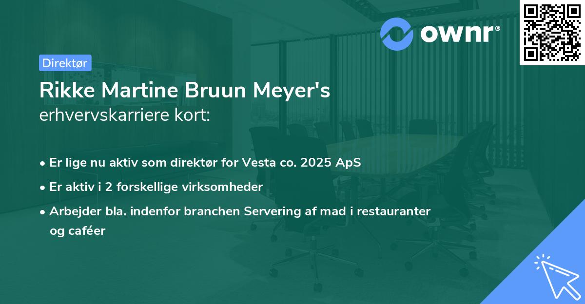 Rikke Martine Bruun Meyer's erhvervskarriere kort