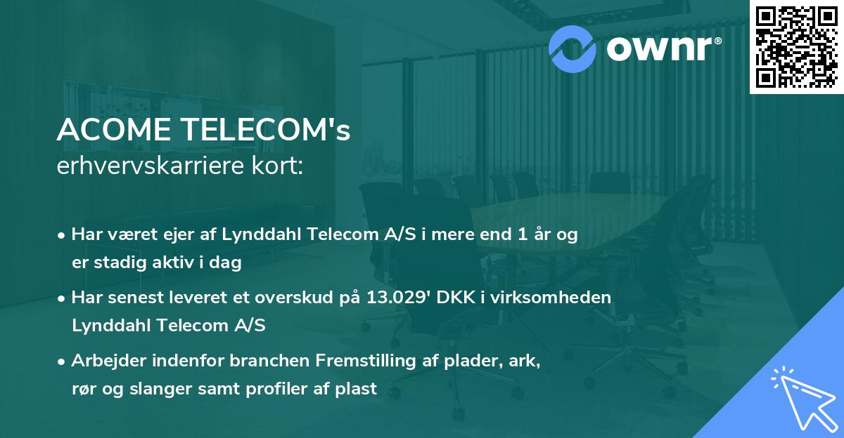 ACOME TELECOM's erhvervskarriere kort