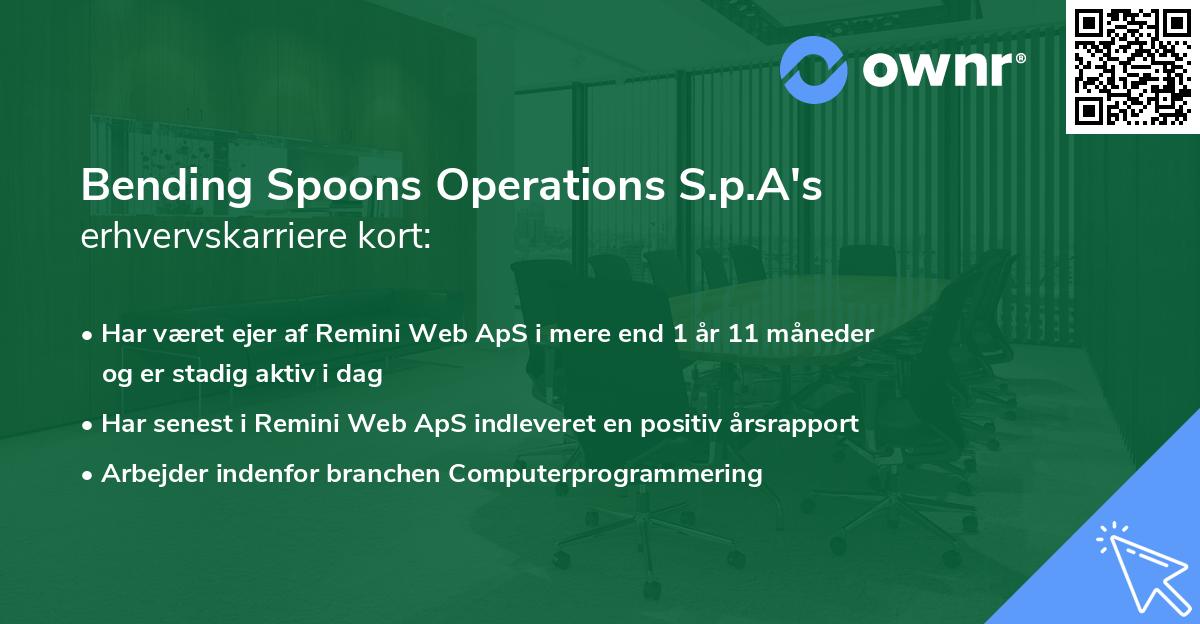 Bending Spoons Operations S.p.A's erhvervskarriere kort