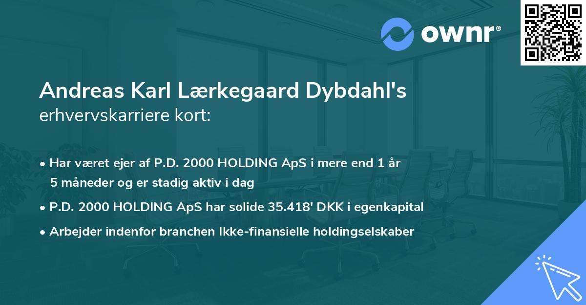 Andreas Karl Lærkegaard Dybdahl's erhvervskarriere kort