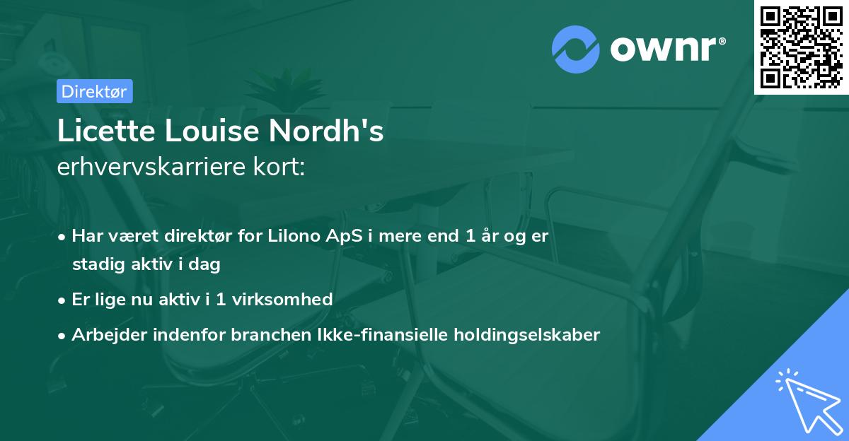 Licette Louise Nordh's erhvervskarriere kort