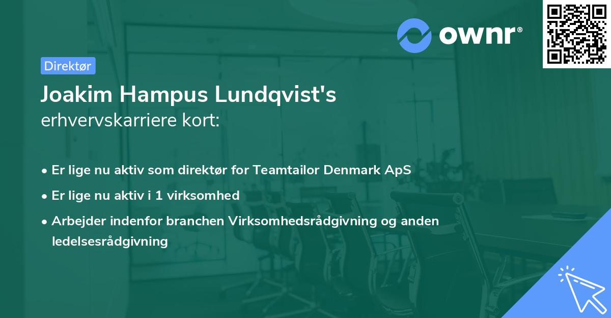 Joakim Hampus Lundqvist's erhvervskarriere kort