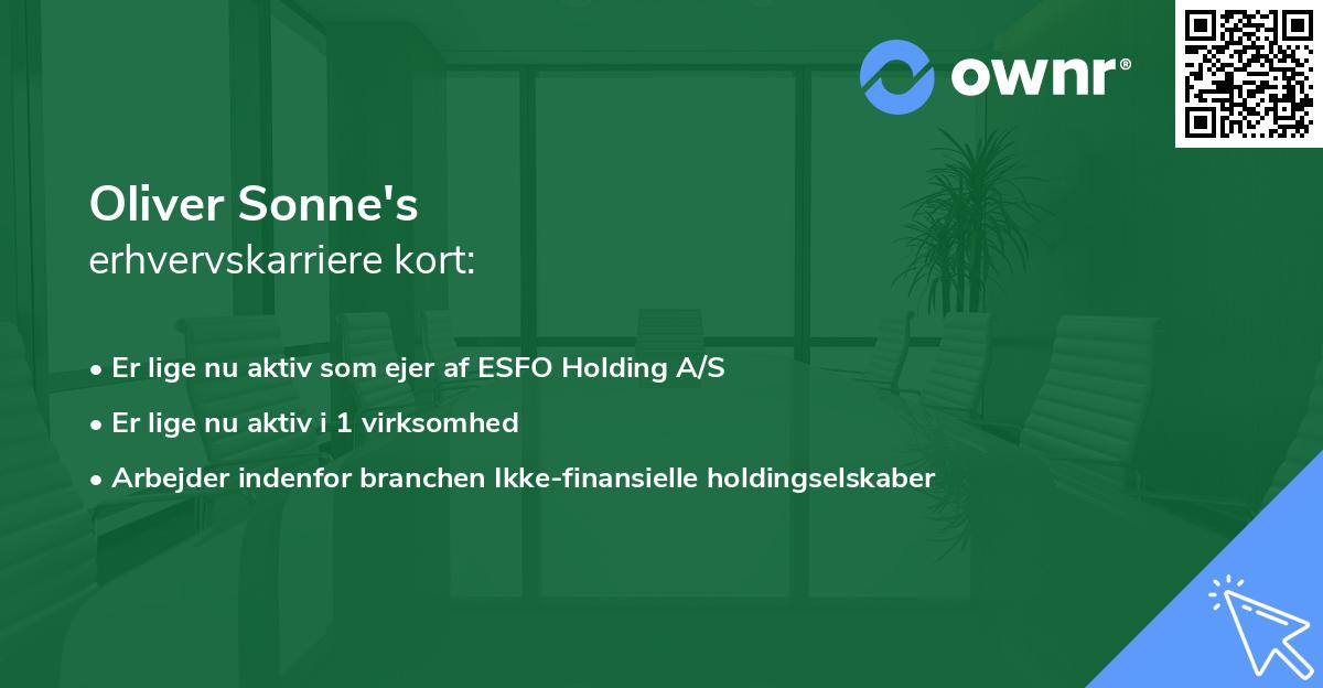 Oliver Sonne's erhvervskarriere kort
